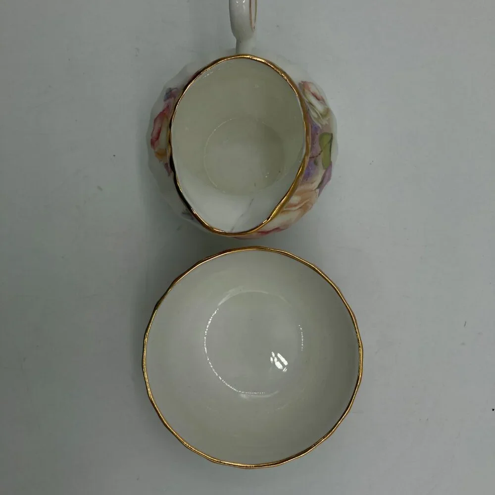 Vintage Golden Crown E & R Fine Bone China Creamer and Sugar Dish England